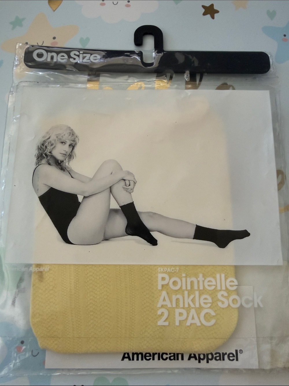 American Apparel Yellow Pointelle Ankle Socks - Single Pair